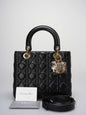 Christian Dior Black Medium Bag In Cannage Lambskin Leather With Gold Hardware Rovelle Bags
