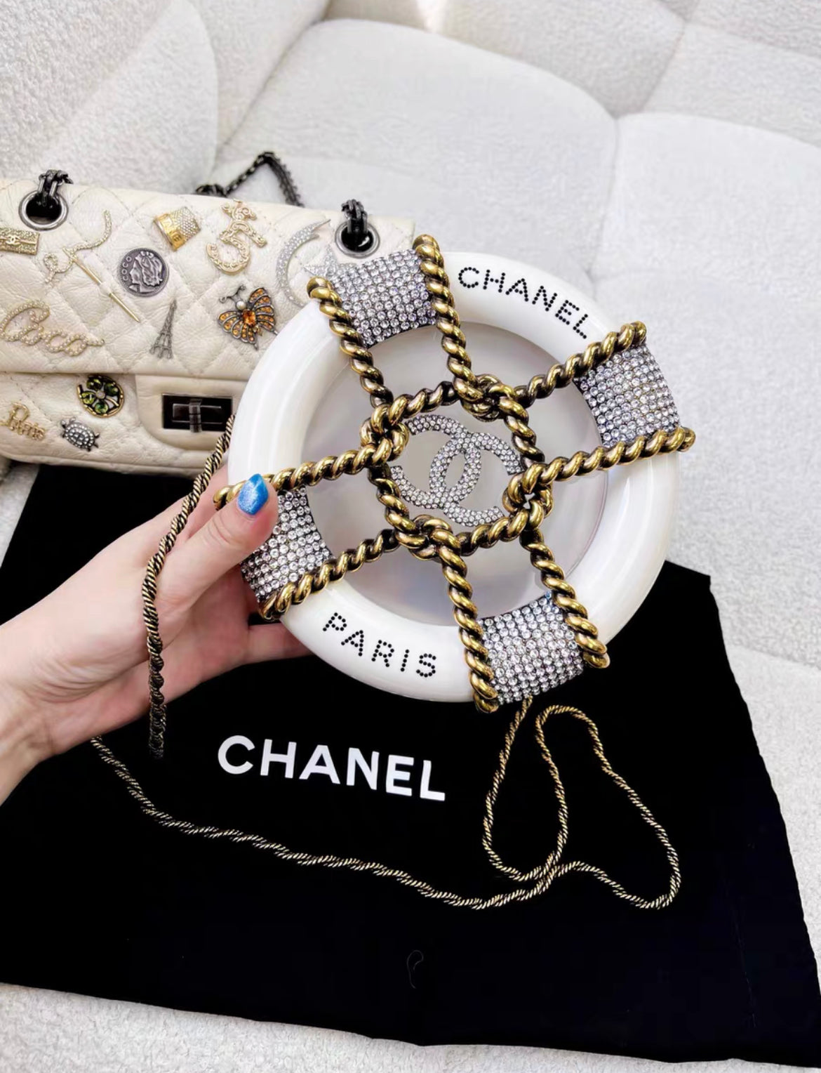 Chanel Luxury Leather Gold Handbag Rovelle Bags