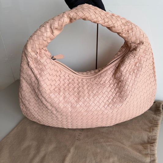 Bottega Veneta Veneta Hobo Intrecciato Light Almond Pink Intrecciato Leather Bag 48cm
