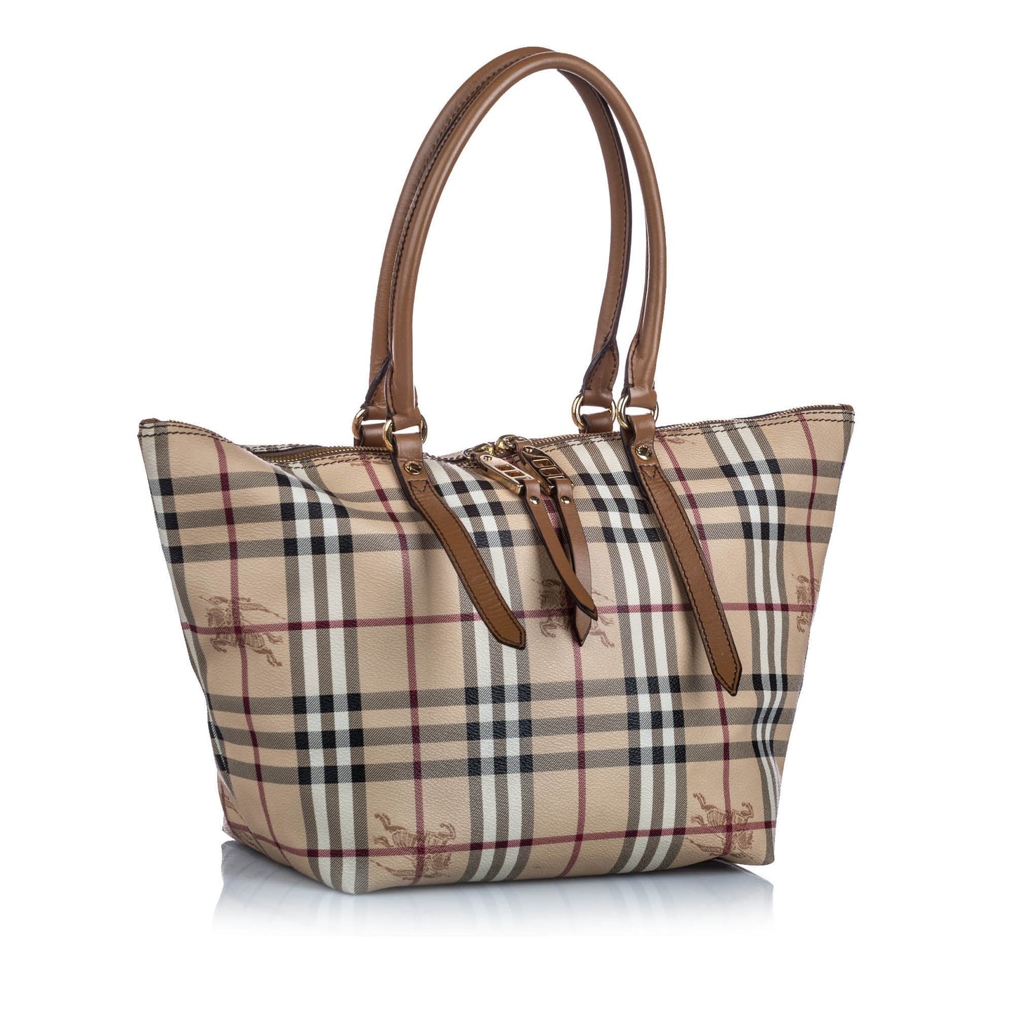 Burberry Haymarket Salisbury Leather Beige Tote Bag