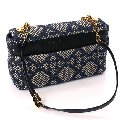 Christian Dior Fabric Macrocannage Woven Medium Caro Bag Blue White Rovelle Bags