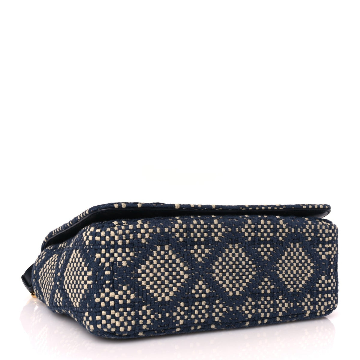 Christian Dior Fabric Macrocannage Woven Medium Caro Bag Blue White Rovelle Bags