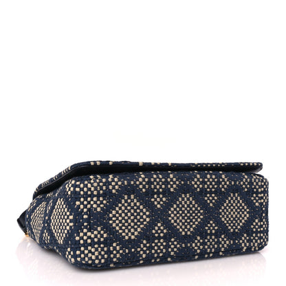 Christian Dior Fabric Macrocannage Woven Medium Caro Bag Blue White Rovelle Bags