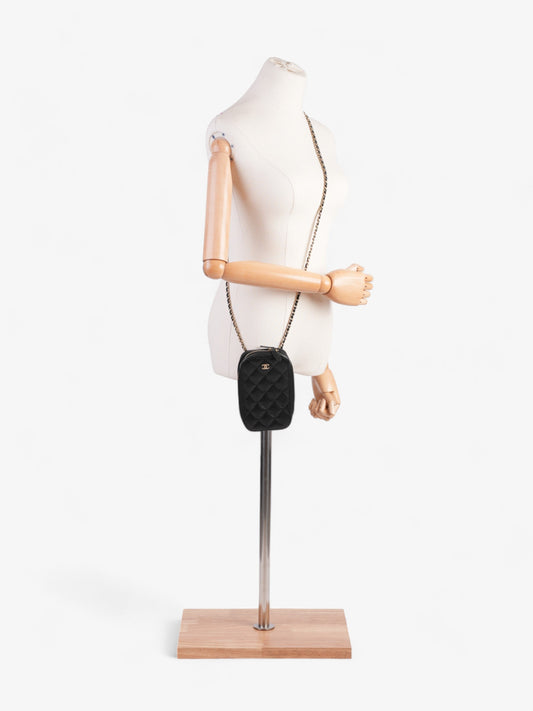 Chanel Quilted Phone Holder Black Caviar Leather Rovelle Bags