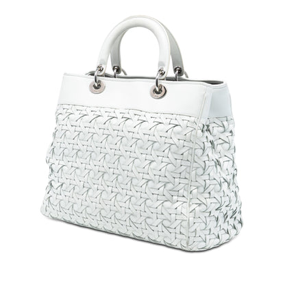 White Dior Woven Lambskin Lady Dior Avenue Tote Satchel Rovelle Bags