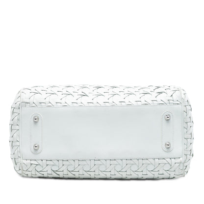White Dior Woven Lambskin Lady Dior Avenue Tote Satchel Rovelle Bags
