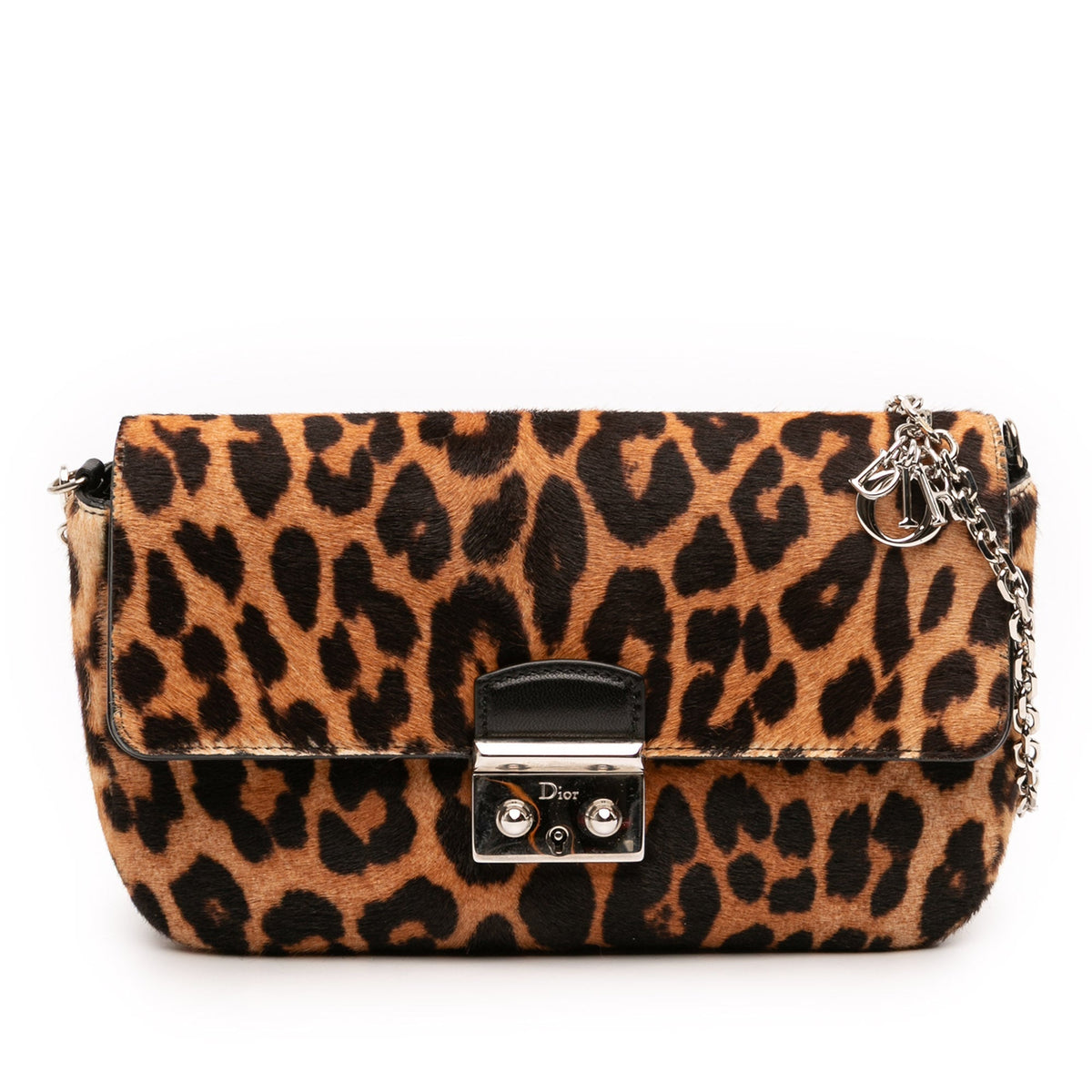 Brown Dior Leopard Print Pony Hair Miss Dior Chain Flap Crossbody Bag Rovelle Bags