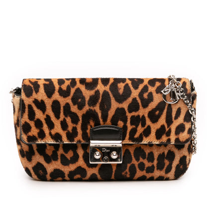 Brown Dior Leopard Print Pony Hair Miss Dior Chain Flap Crossbody Bag Rovelle Bags