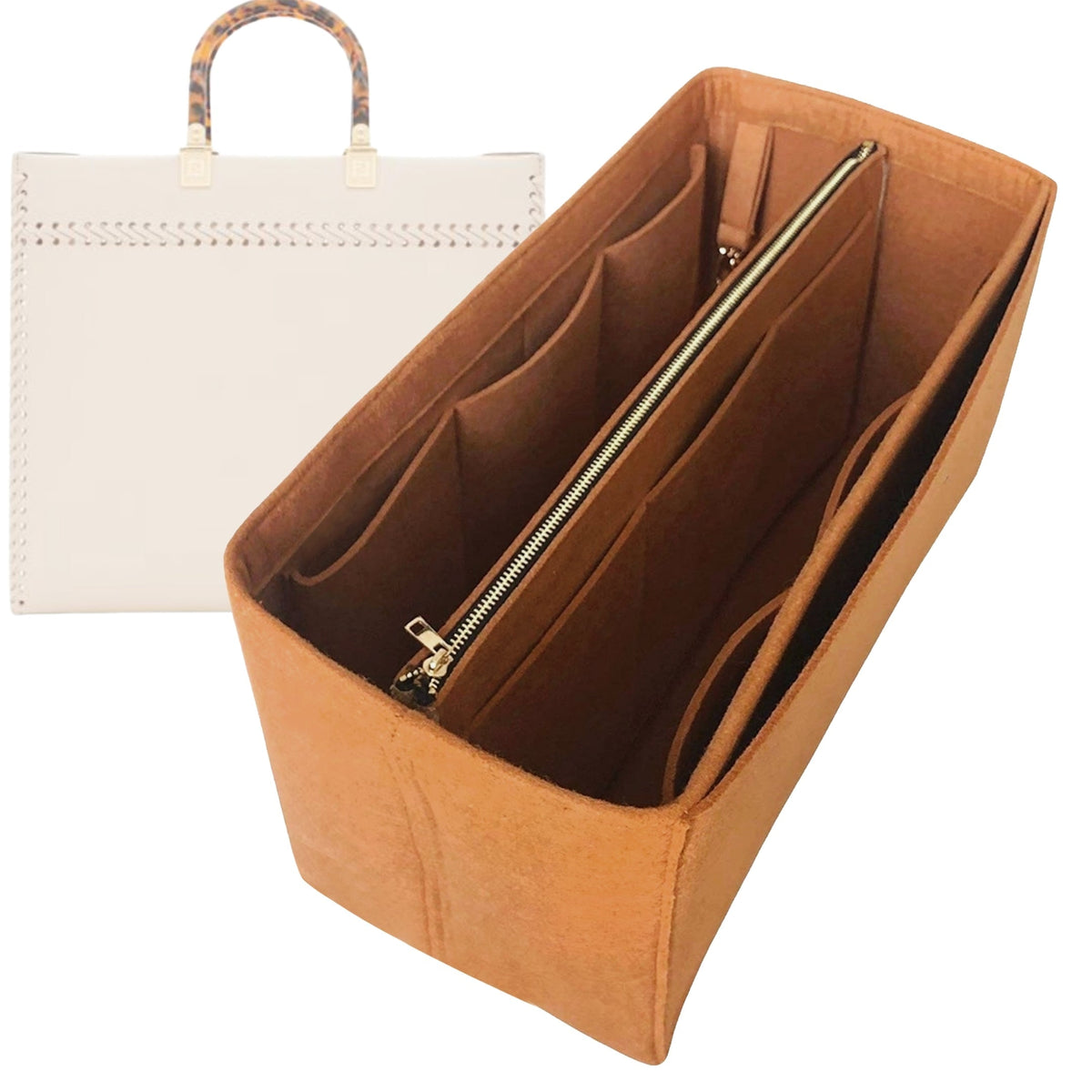 Organizer for [Sunshine Large, Fendi] Bag Insert (Felt, with Detachable Zip Pouch) Rovelle Bags