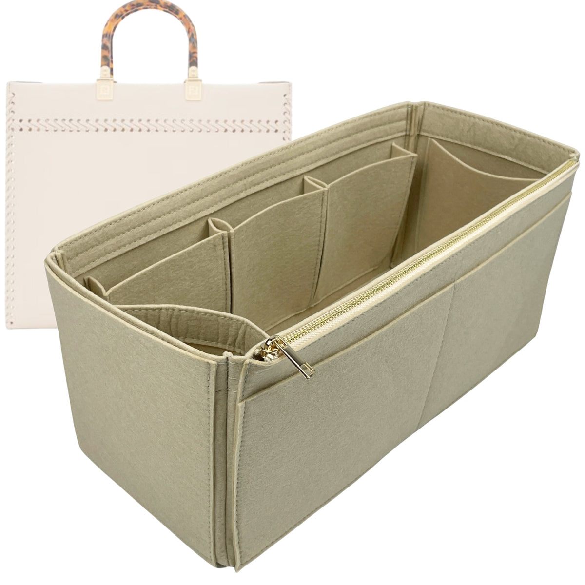Organizer for [Sunshine Mini, Fendi] Bag Insert (Felt, Wide Open Pockets) Rovelle Bags