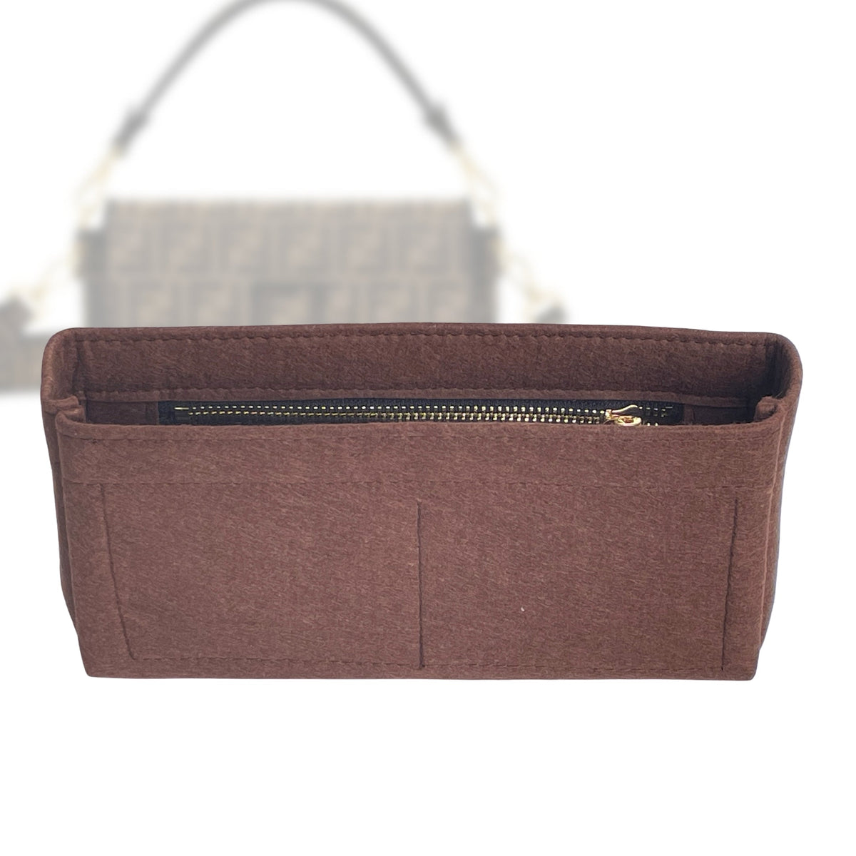 Organizer for [Baguette Medium 27cm, Fendi] Bag Insert (Felt, Slim with Zip Pocket) Rovelle Bags