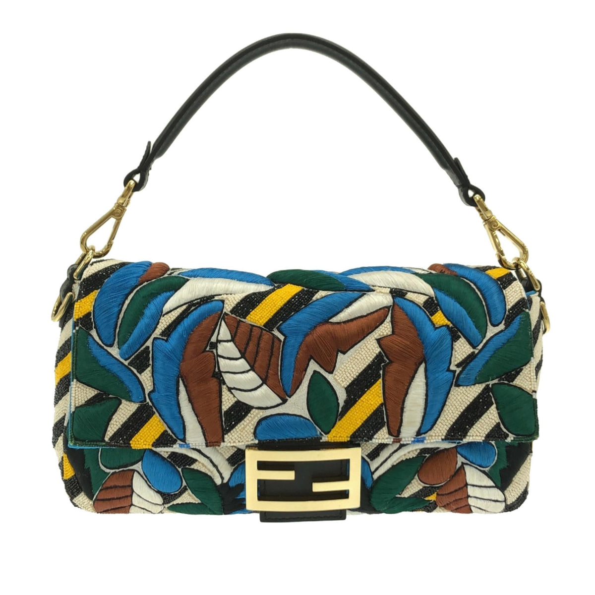 Fendi Beaded Vitello Dolce Leaf Embroidered Baguette (SHG-ZuB1eb) Rovelle Bags