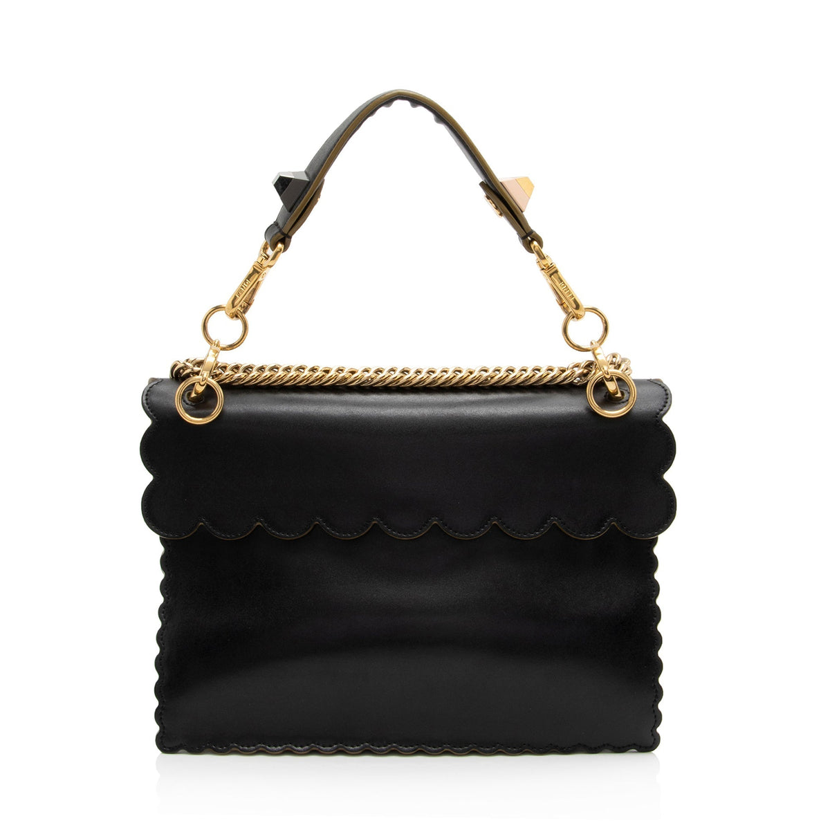 Fendi Calfskin Studded Kan I Medium Shoulder Bag (SHF-boJIBf) Rovelle Bags
