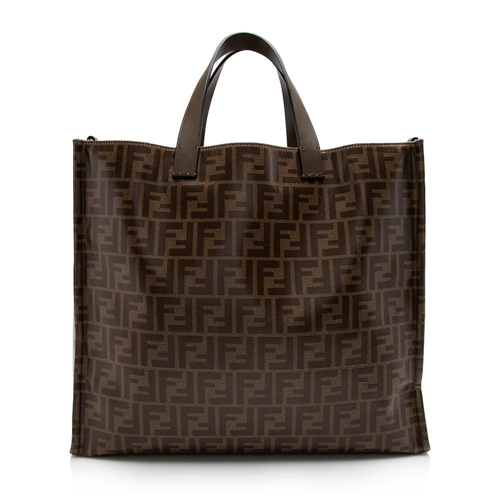 Fendi Coated Canvas Fila Mania Logo Shopper Tote (SHF-17070) Rovelle Bags