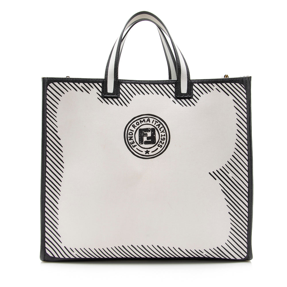 Fendi Coated Canvas Vetrifi Shopping Small Tote (SHF-15005) Rovelle Bags