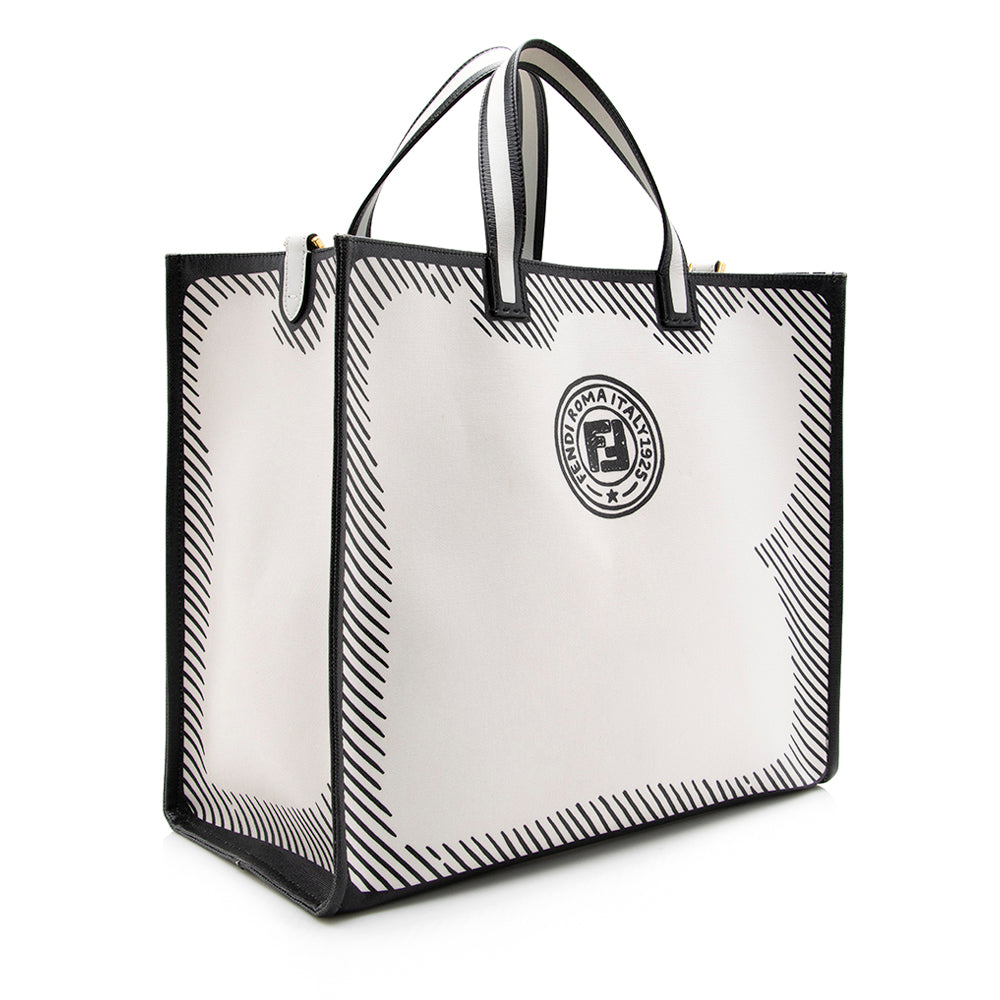Fendi Coated Canvas Vetrifi Shopping Small Tote (SHF-15005) Rovelle Bags