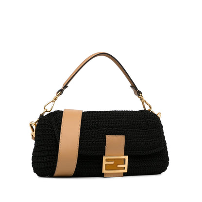 Fendi Crochet Raffia Baguette Satchel (SHG-depVYd) Rovelle Bags
