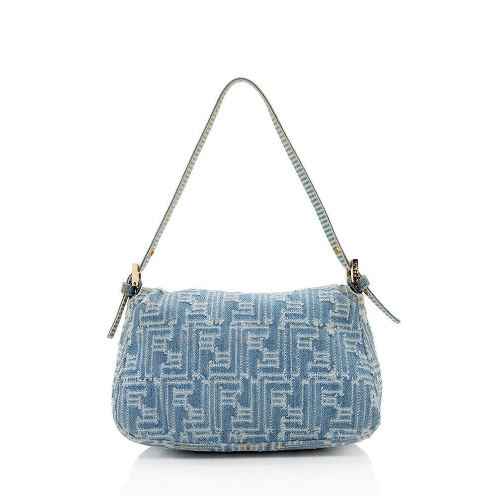 Fendi Denim Mini Baguette Shoulder Bag (SHF-19915) Rovelle Bags