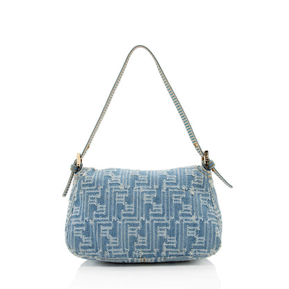 Fendi Denim Mini Baguette Shoulder Bag (SHF-19915) Rovelle Bags