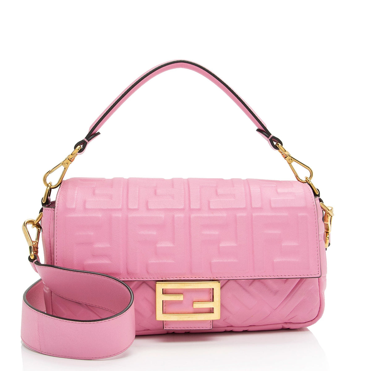 Fendi Embossed Leather FF 1974 Baguette Shoulder Bag (SHF-nc63Ja) Rovelle Bags