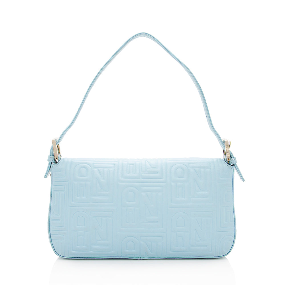 Fendi Embossed Nappa Leather Baguette Shoulder Bag (SHF-19361) Rovelle Bags