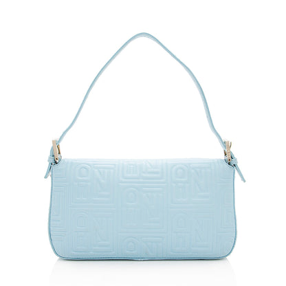 Fendi Embossed Nappa Leather Baguette Shoulder Bag (SHF-19361) Rovelle Bags