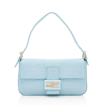 Fendi Embossed Nappa Leather Baguette Shoulder Bag (SHF-19361) Rovelle Bags