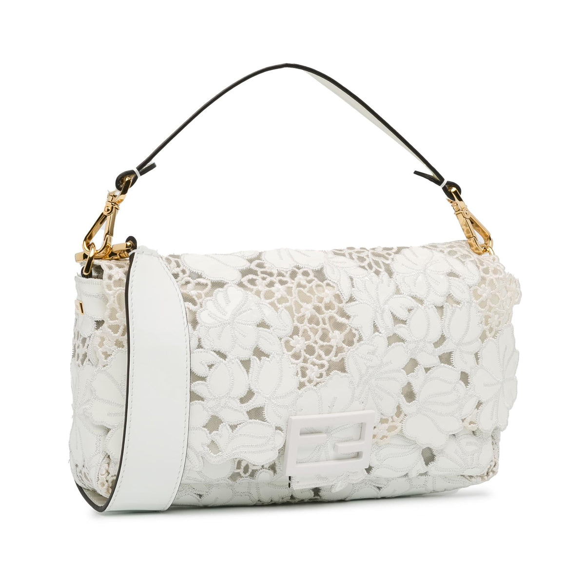 Fendi Embroidered Lace Baguette Satchel (SHG-iD9Gxu) Rovelle Bags