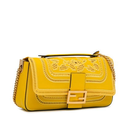 Fendi Embroidered Lace Chain Baguette (SHG-4HTojz) Rovelle Bags
