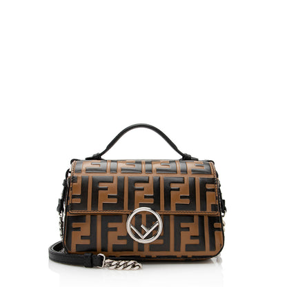 Fendi FF Embossed Calfskin Double Micro Baguette Bag (SHF-22023) Rovelle Bags