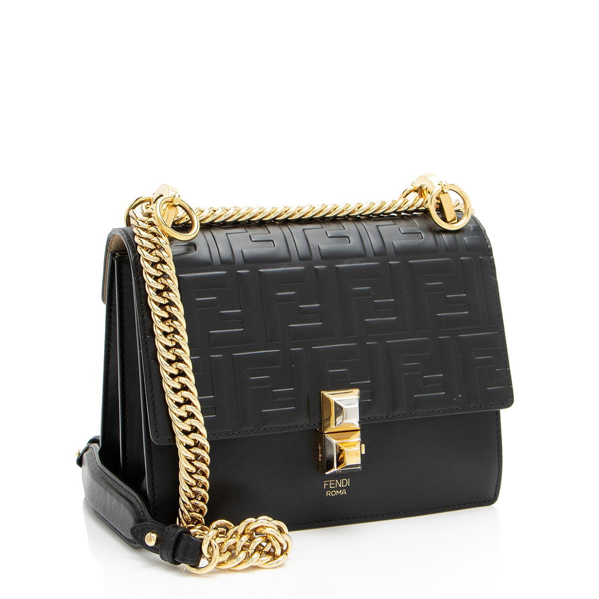 Fendi FF Embossed Calfskin Kan I Small Shoulder Bag (SHF-V5TTUT) Rovelle Bags
