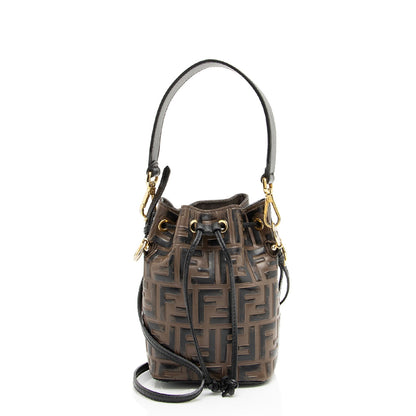 Fendi FF Embossed Calfskin Mon Tresor Mini Bucket Bag - FINAL SALE (SHF-kHTP1s) Rovelle Bags