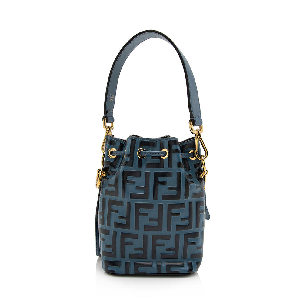 Fendi FF Embossed Calfskin Mon Tresor Mini Bucket Bag (SHF-16308) Rovelle Bags