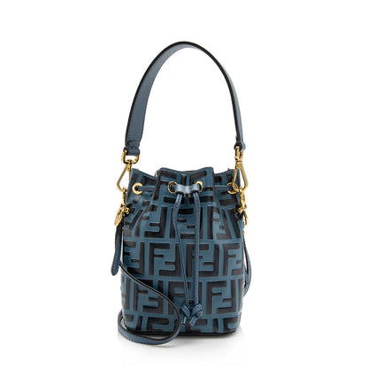 Fendi FF Embossed Calfskin Mon Tresor Mini Bucket Bag (SHF-16308) Rovelle Bags