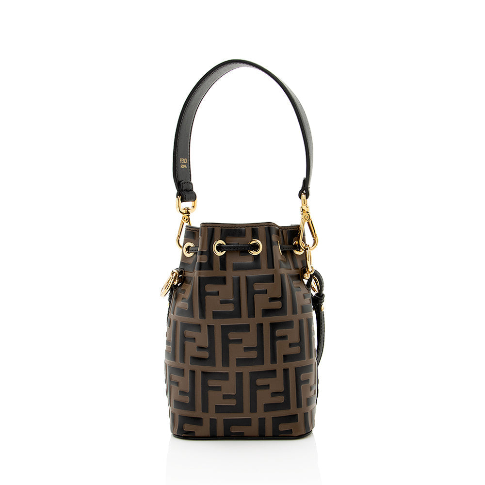 Fendi FF Embossed Calfskin Mon Tresor Mini Bucket Bag (SHF-18974) Rovelle Bags