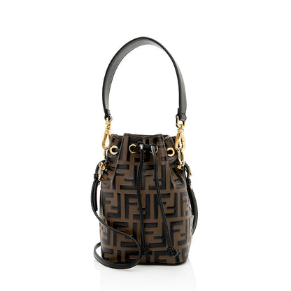 Fendi FF Embossed Calfskin Mon Tresor Mini Bucket Bag (SHF-18974) Rovelle Bags