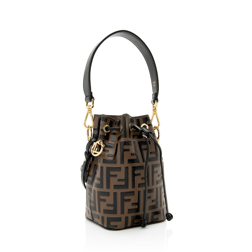 Fendi FF Embossed Calfskin Mon Tresor Mini Bucket Bag (SHF-18974) Rovelle Bags