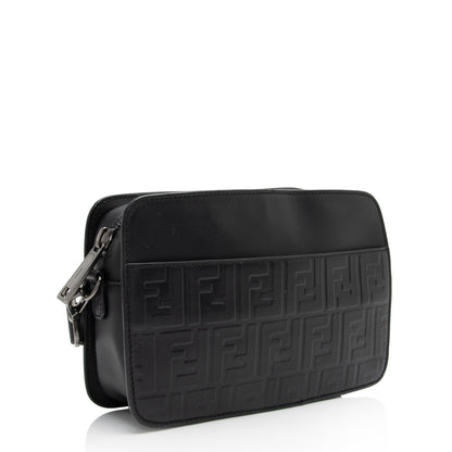 Fendi FF Embossed Calfskin St. Zucca Messenger (SHF-QOa4iu) Rovelle Bags