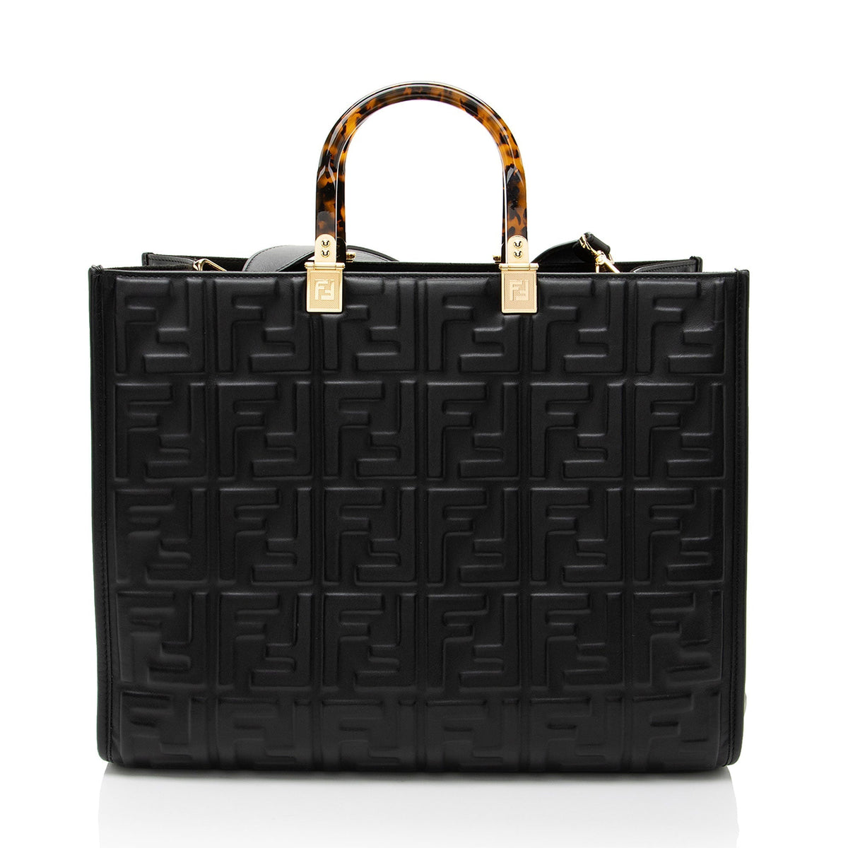 Fendi FF Embossed Calfskin Sunshine Medium Shopper Tote Rovelle Bags