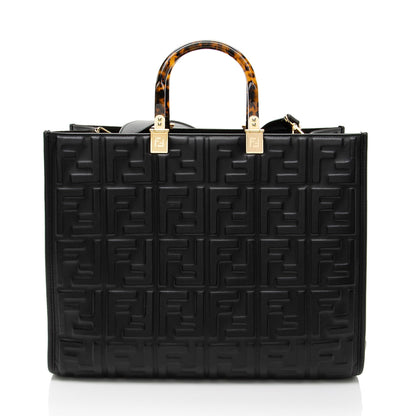 Fendi FF Embossed Calfskin Sunshine Medium Shopper Tote Rovelle Bags