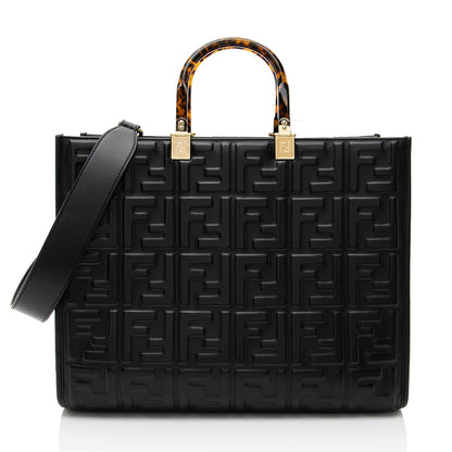 Fendi FF Embossed Calfskin Sunshine Medium Shopper Tote Rovelle Bags