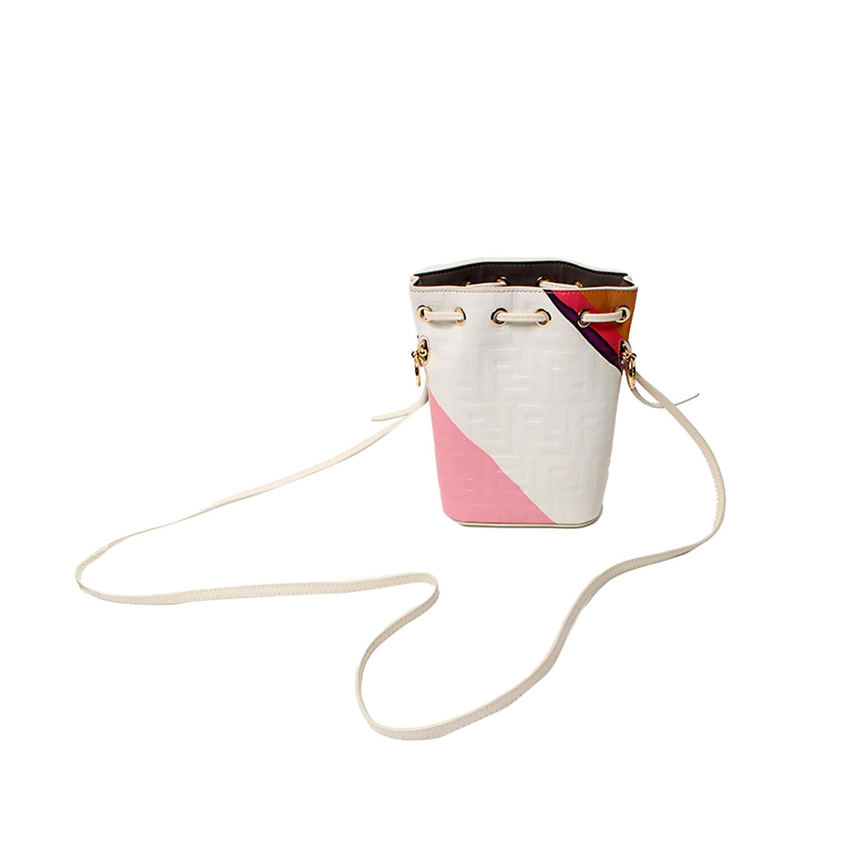 Fendi FF Embossed Striped Mini Mon Tresor Bucket Bag (SHG-ryQxMo) Rovelle Bags