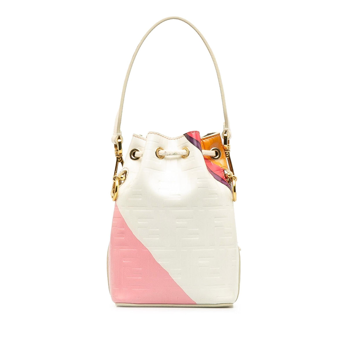 Fendi FF Embossed Striped Mini Mon Tresor Bucket Bag Rovelle Bags