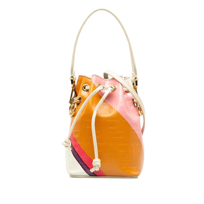 Fendi FF Embossed Striped Mini Mon Tresor Bucket Bag Rovelle Bags