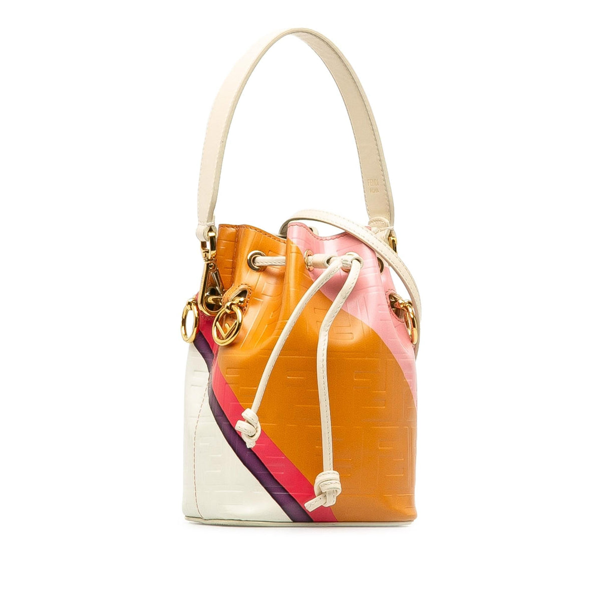 Fendi FF Embossed Striped Mini Mon Tresor Bucket Bag Rovelle Bags