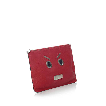 Fendi Face Leather Clutch Bag (SHG-31207) Rovelle Bags