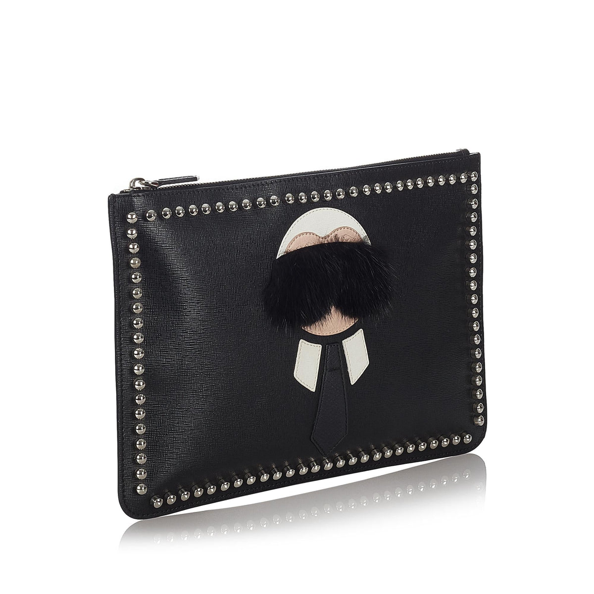 Fendi Karlito Leather Clutch Bag (SHG-26787) Rovelle Bags