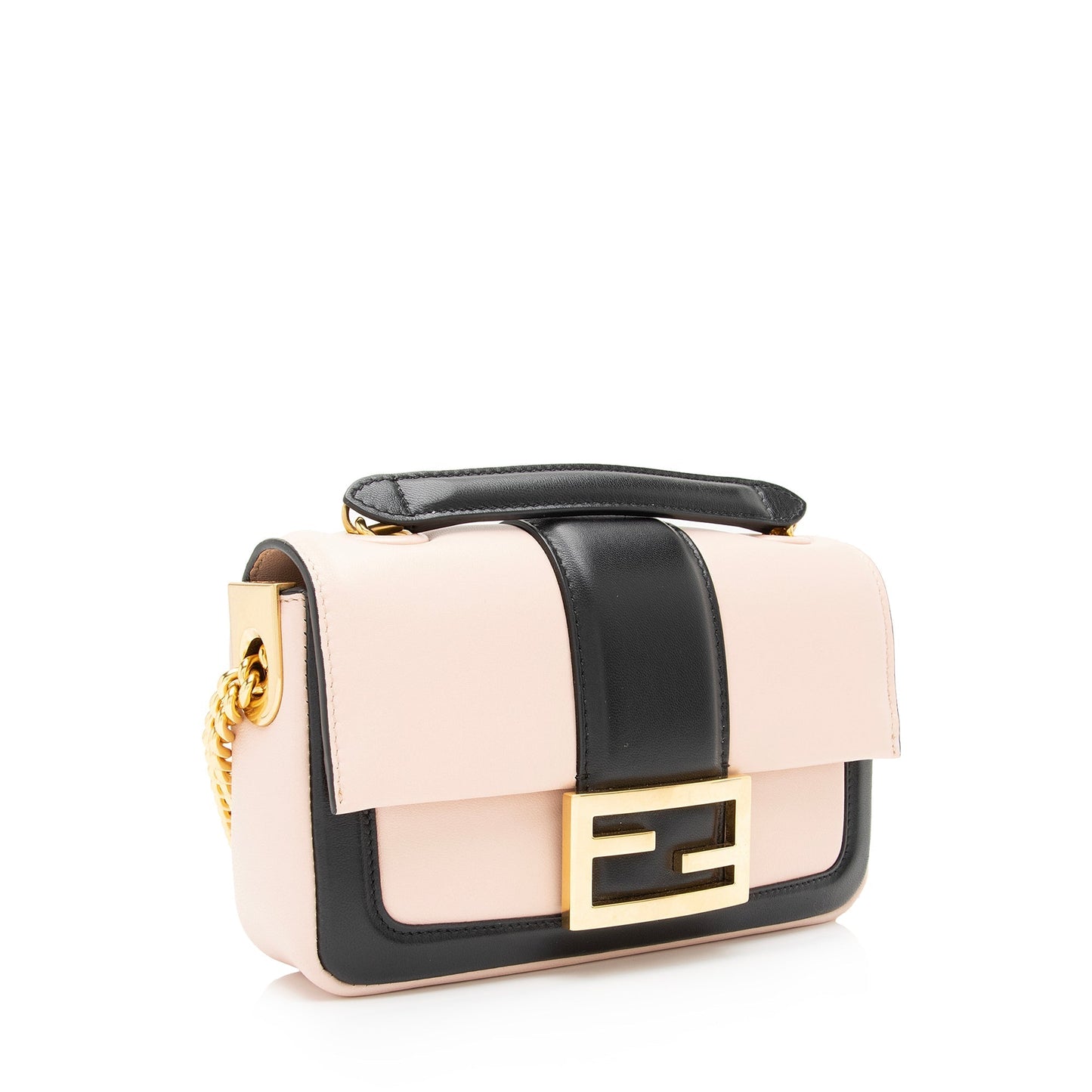 Fendi Lambskin Bi Color Baguette Mini Chain Bag (SHF-23605) Rovelle Bags