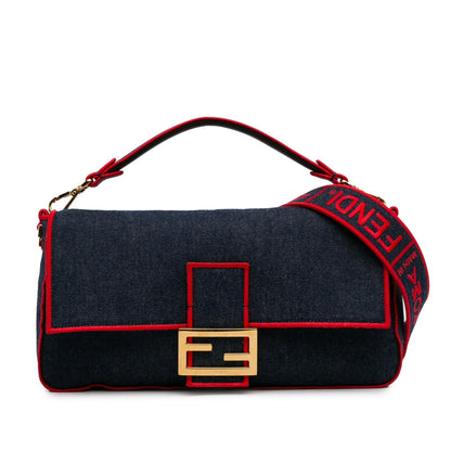 Fendi Large Denim Baguette Satchel (SHG-oOuzqA) Rovelle Bags