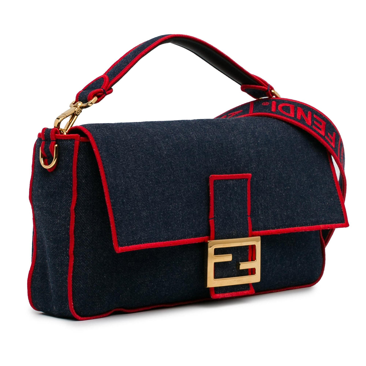 Fendi Large Denim Baguette Satchel (SHG-oOuzqA) Rovelle Bags